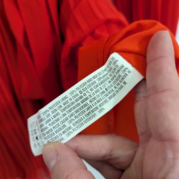 NWT Endless Rose Large Bright Red Lined Chiffon Pleated Mini Dress w/ Ruffles - Picture 5 of 9